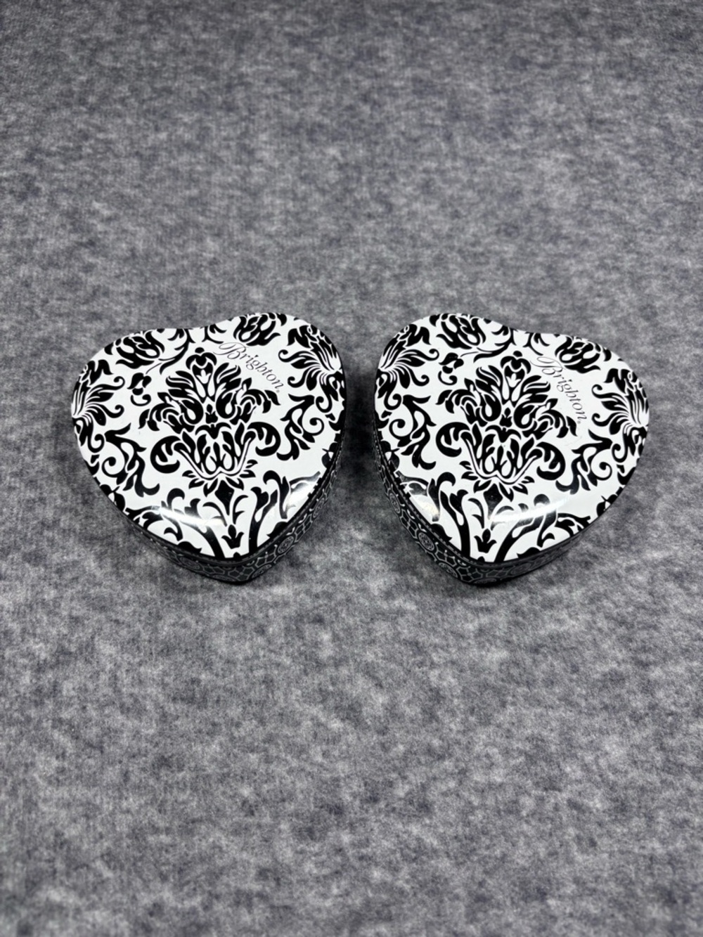 Two Brighton Heart Jewelry Tins - Black & White